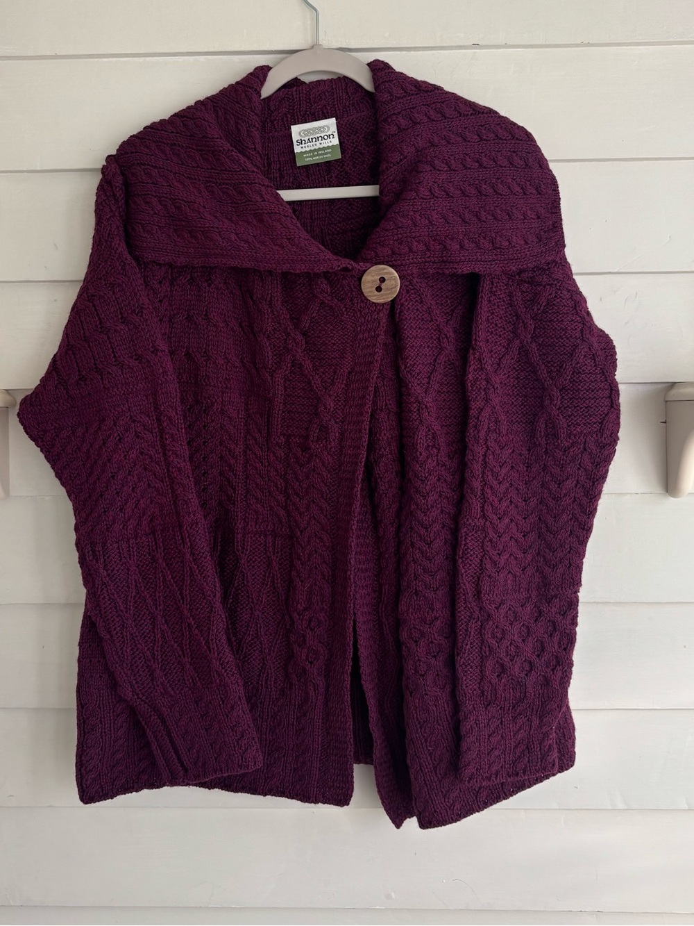 Shannon Woolen Mills Ireland 100% Chunky Merino Wool One Button Sweater Size 2X